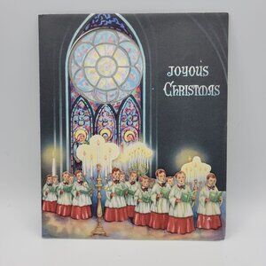Joyous Christmas Card Choir Design Vintage Cutout Illustration Religious‎